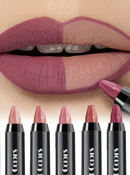 KissICON 6pcs Crayon Lipstick Set Matte Finish Moisturizing Lipliner