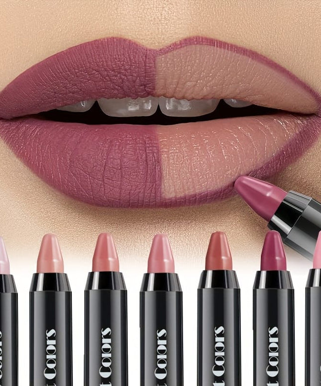 KissICON 6pcs Crayon Lipstick Set Matte Finish Moisturizing Lipliner