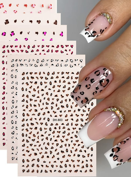 KissICON 6pcs DH803+804 KissIcon Leopard Print Nail Art Stickers Self Adhesive