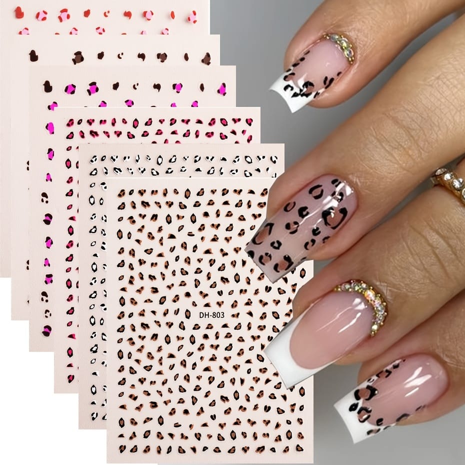 KissICON 6pcs DH803+804 KissIcon Leopard Print Nail Art Stickers Self Adhesive