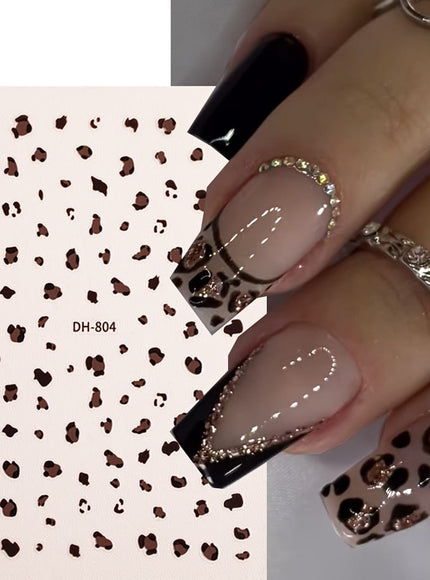 KissICON 6pcs DH803+804 KissIcon Leopard Print Nail Art Stickers Self Adhesive