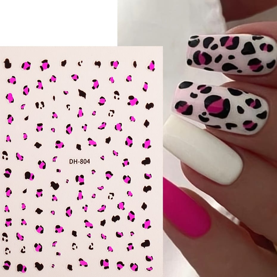 KissICON 6pcs DH803+804 KissIcon Leopard Print Nail Art Stickers Self Adhesive