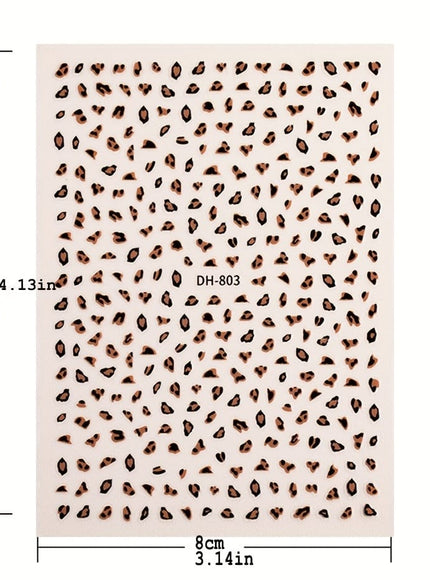 KissICON 6pcs DH803+804 KissIcon Leopard Print Nail Art Stickers Self Adhesive