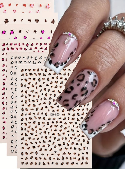 KissICON 6pcs DH803+804 KissIcon Leopard Print Nail Art Stickers Self Adhesive