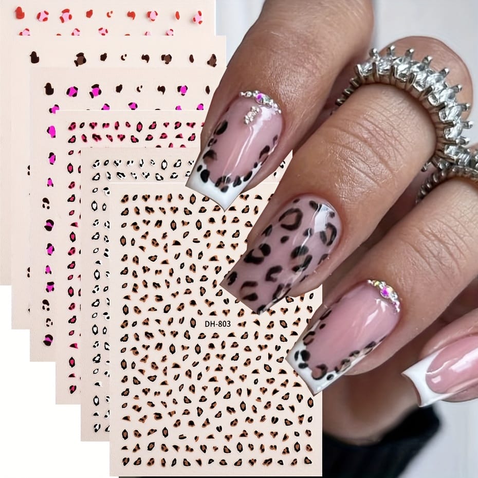 KissICON 6pcs DH803+804 KissIcon Leopard Print Nail Art Stickers Self Adhesive