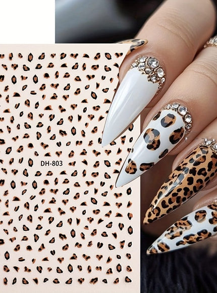 KissICON 6pcs DH803+804 KissIcon Leopard Print Nail Art Stickers Self Adhesive