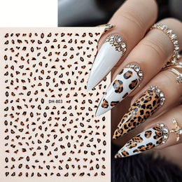 KissICON 6pcs DH803+804 KissIcon Leopard Print Nail Art Stickers Self Adhesive