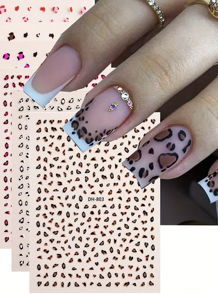 KissICON 6pcs DH803+804 KissIcon Leopard Print Nail Art Stickers Self Adhesive