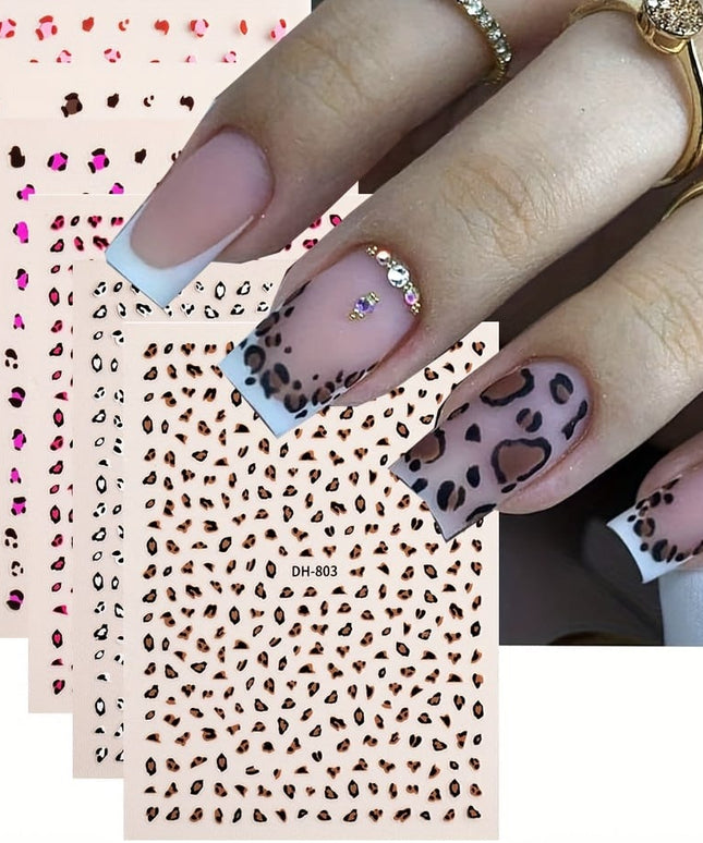 KissICON 6pcs DH803+804 KissIcon Leopard Print Nail Art Stickers Self Adhesive