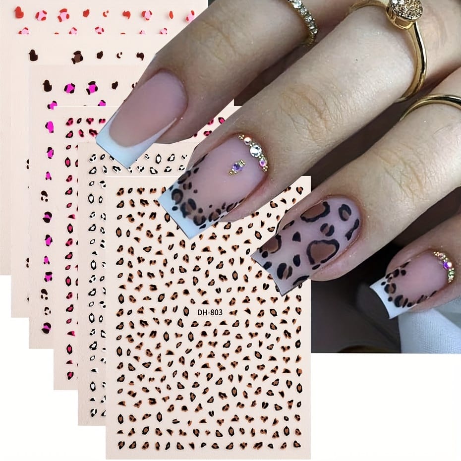 KissICON 6pcs DH803+804 KissIcon Leopard Print Nail Art Stickers Self Adhesive