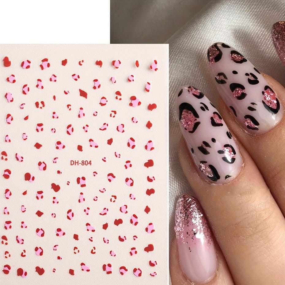 KissICON 6pcs DH803+804 KissIcon Leopard Print Nail Art Stickers Self Adhesive