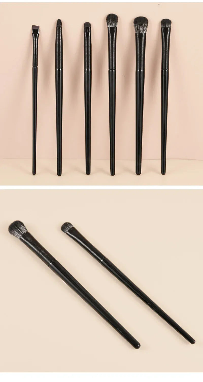 KissICON 6PCS Six Piece Eyeshadow Eyeliner Eyebrow Brushes Set Pro