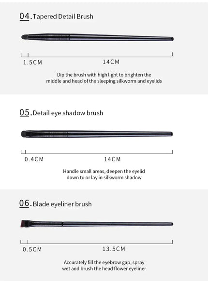 KissICON 6PCS Six Piece Eyeshadow Eyeliner Eyebrow Brushes Set Pro