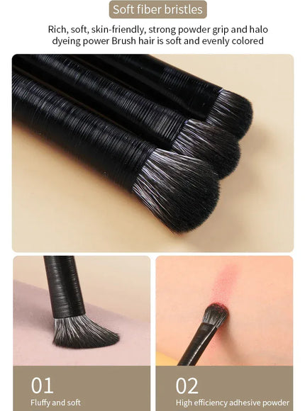 KissICON 6PCS Six Piece Eyeshadow Eyeliner Eyebrow Brushes Set Pro