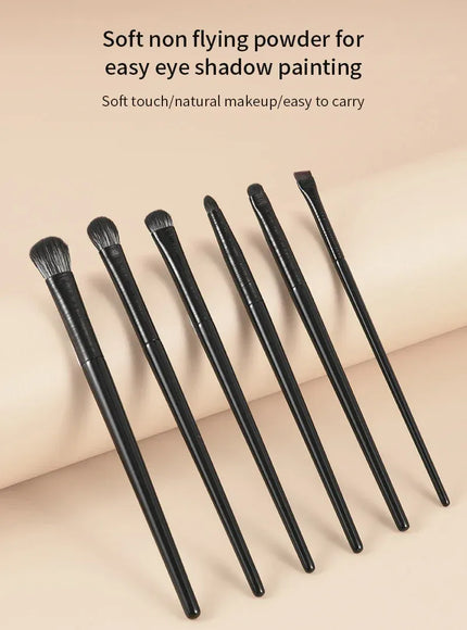 KissICON 6PCS Six Piece Eyeshadow Eyeliner Eyebrow Brushes Set Pro