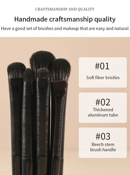 KissICON 6PCS Six Piece Eyeshadow Eyeliner Eyebrow Brushes Set Pro