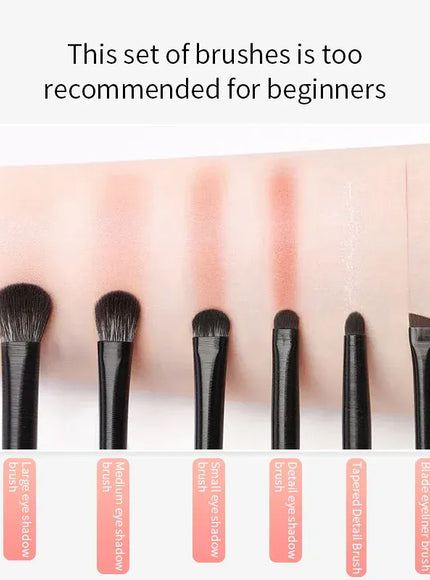 KissICON 6PCS Six Piece Eyeshadow Eyeliner Eyebrow Brushes Set Pro