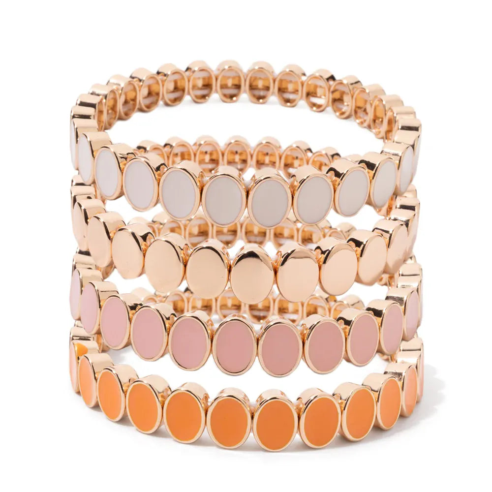 KissICON 6x8mm Enamel Crystal Bracelets For Women Gold Color Zirconia Rhombus Bead Elastic Bangle