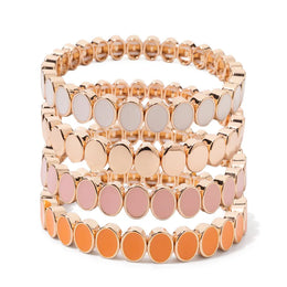 KissICON 6x8mm Enamel Crystal Bracelets For Women Gold Color Zirconia Rhombus Bead Elastic Bangle