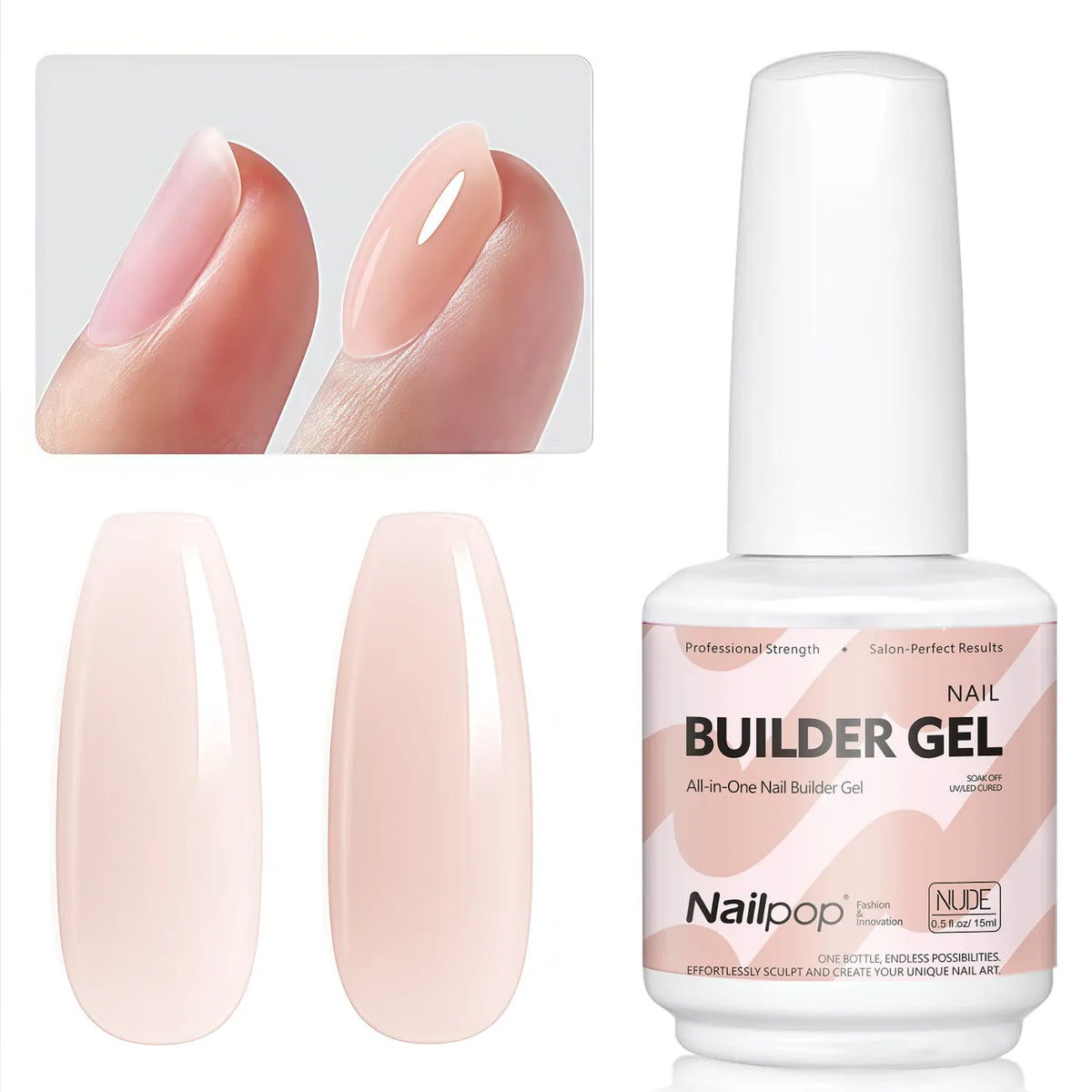 KissICON 7-1 Builder Gel NUDE KissIcon Nailpop Builder Gel Nail Polish 15ml -