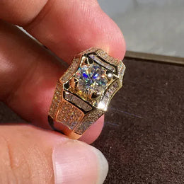 KissICON 7 / Gold 14K Gold 3 Carats Diamond Ring for Men Rock 14k Gold Jewelry Anillo Esmaltado Silver 925 Jewelry Bague Diamant Bizuteria Rings