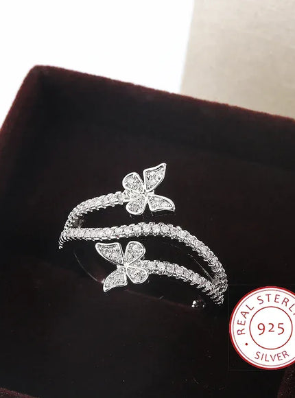 KissICON 7 Kiss Icon Butterfly Zircon Ring - 925 Silver Plated Elegance