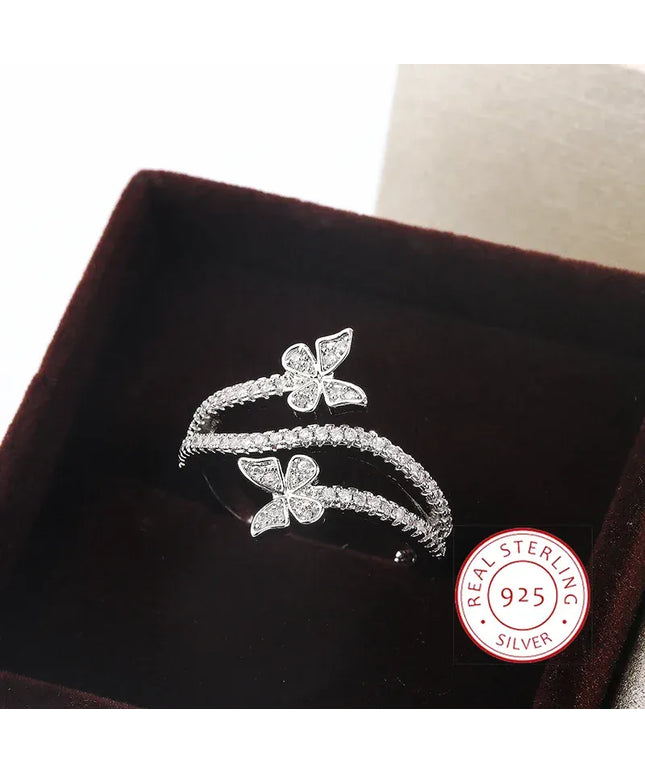 KissICON 7 Kiss Icon Butterfly Zircon Ring - 925 Silver Plated Elegance