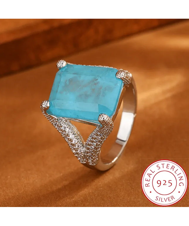 KissICON 7 KissIcon Blue CZ Statement Ring For Women - Bold 925 Silver