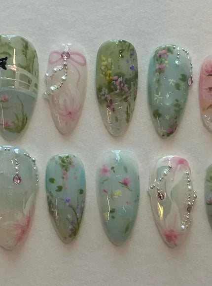 KissICON 7 KissIcon False Nails Press On Almond Flower Bow