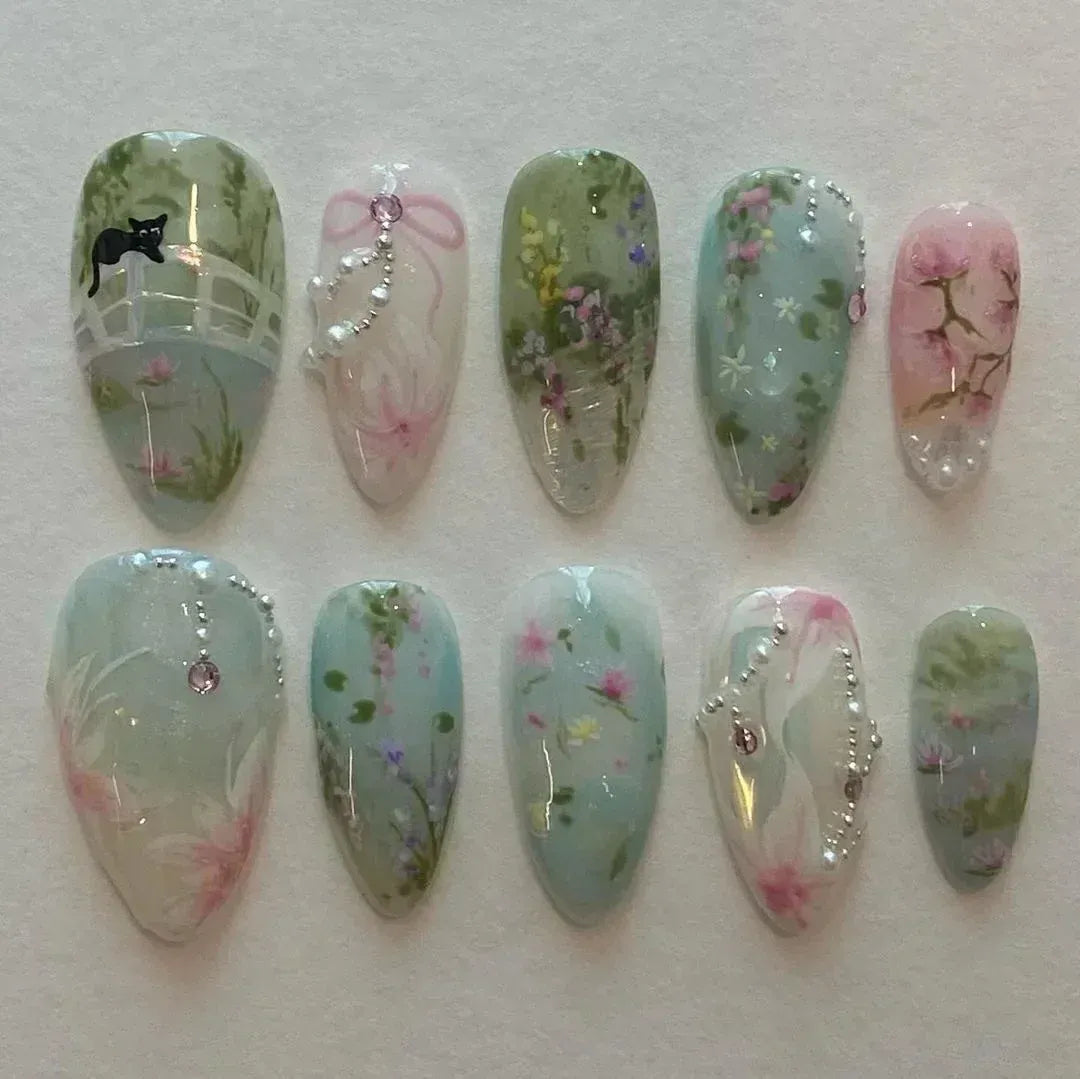KissICON 7 KissIcon False Nails Press On Almond Flower Bow