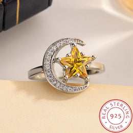 KissICON 7 KissIcon Golden Star Moon CZ Ring - Celestial Ring Design