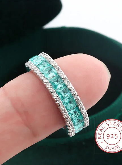 KissICON 7 KissIcon Silver Plated Geometric Green Zircon Ring - Elegant
