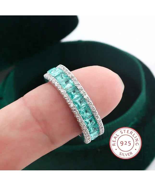 KissICON 7 KissIcon Silver Plated Geometric Green Zircon Ring - Elegant