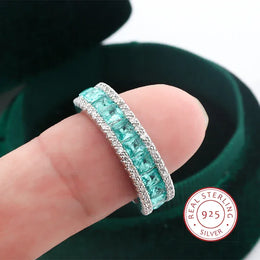 KissICON 7 KissIcon Silver Plated Geometric Green Zircon Ring - Elegant