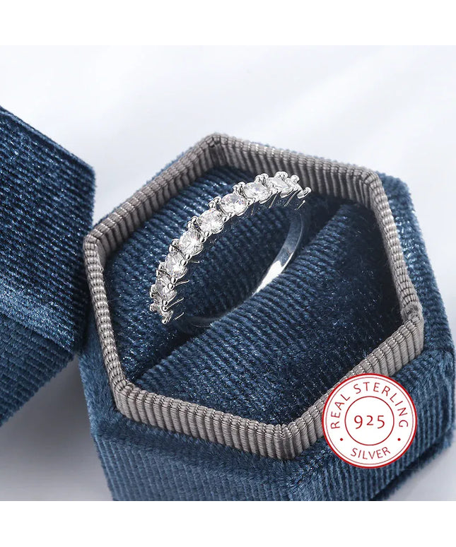 KissICON 7 S925 Silver Zircon Eternity Ring For Women Timeless Sparkle