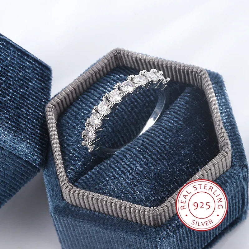 KissICON 7 S925 Silver Zircon Eternity Ring For Women Timeless Sparkle