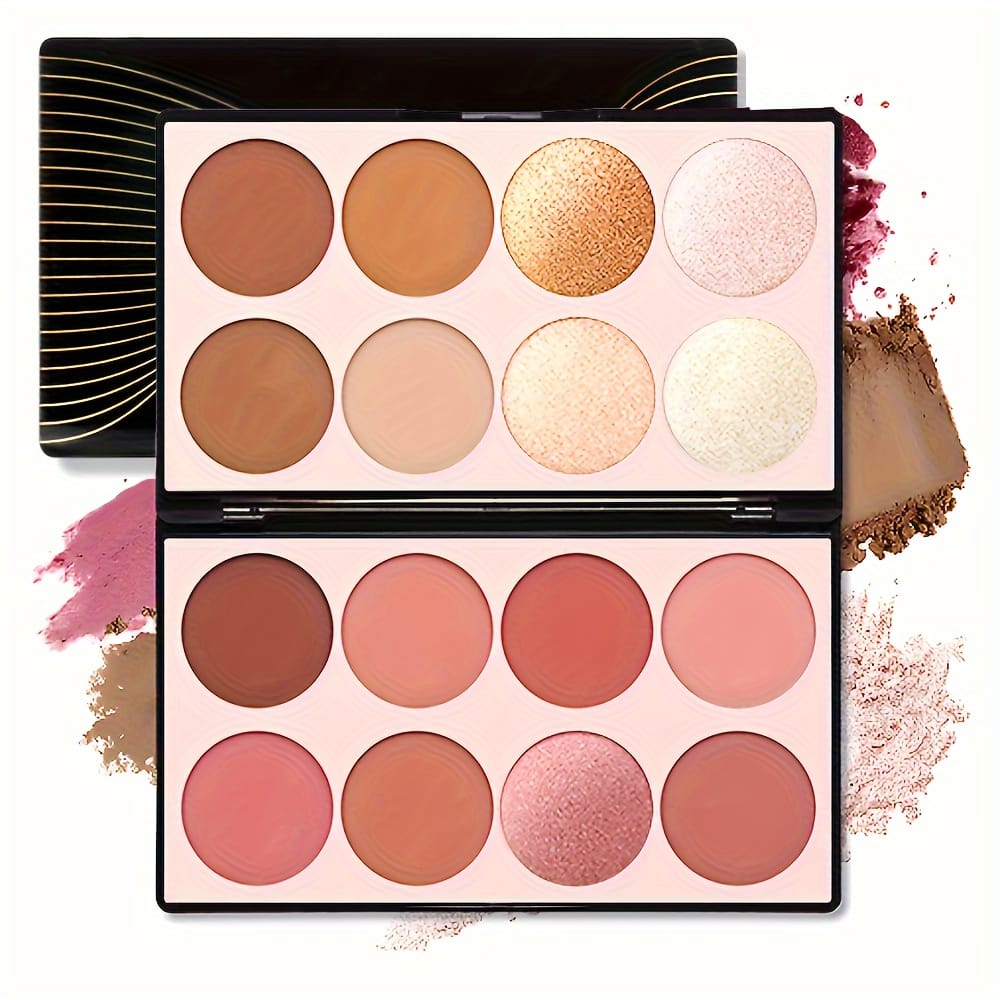 KissICON 7002-010M 16color Matte Bronzer Blush Palette Natural