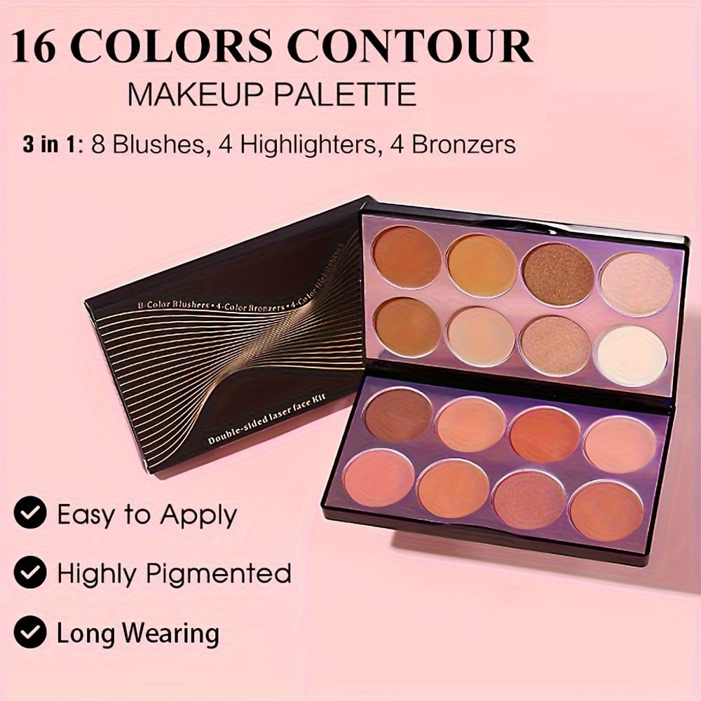 KissICON 7002-010M 16color Matte Bronzer Blush Palette Natural