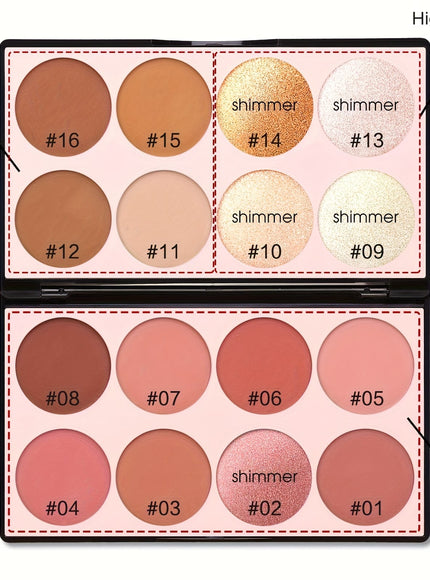 KissICON 7002-010M 16color Matte Bronzer Blush Palette Natural