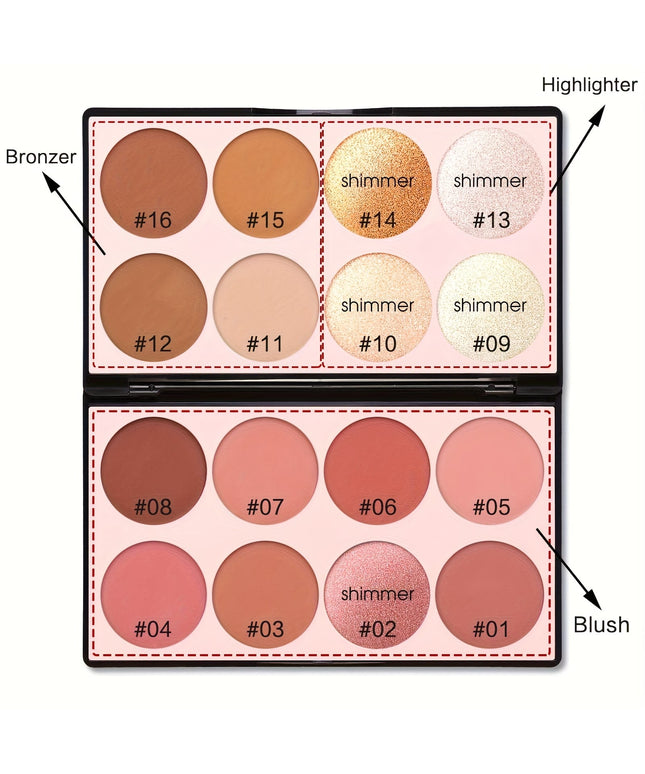 KissICON 7002-010M 16color Matte Bronzer Blush Palette Natural