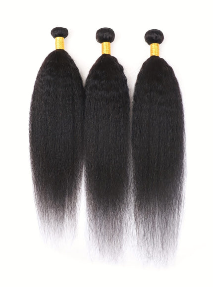 Brazilian Yaki Straight Extensions 3 Bundles Remy Black