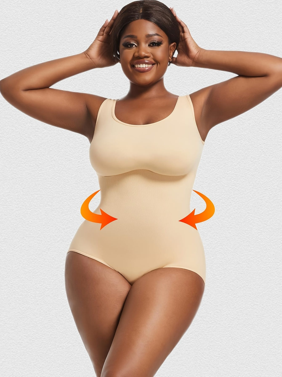 jkthpu-45 1pc Women's Plus Size Bodysuit - High Waist