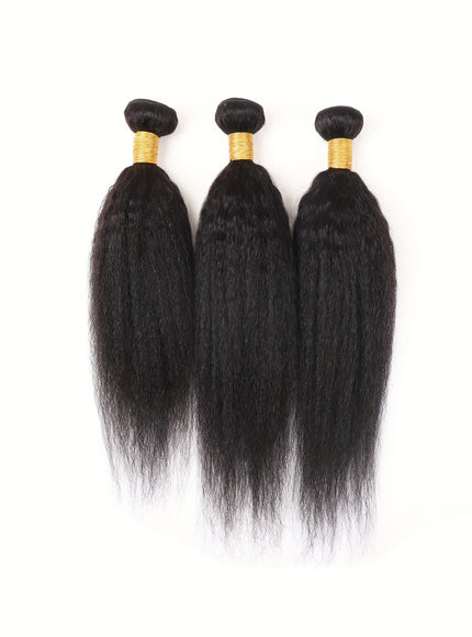 Brazilian Yaki Straight Extensions 3 Bundles Remy Black