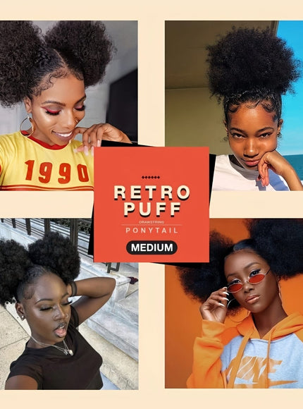 KissIcon Afro Puff Drawstring Ponytails - Natural Look