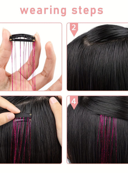 KissIcon Clip In Hair Tinsel TwelvePcs - Sparkly