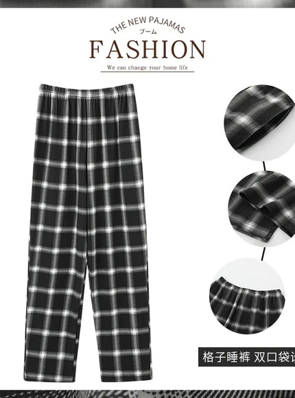 KissICON 7809 / AsiaXL Europe M Hot Sale Cotton Plaid Pajama Pants for Adults