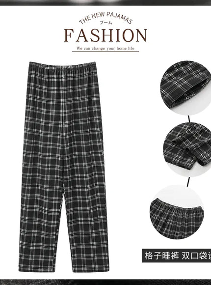 KissICON 7816 / Asia 4XL Europe XXL Hot Sale Cotton Plaid Pajama Pants for Adults
