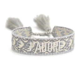 KissICON 78ja Rhinestone Embroidery Woven Bracelets Adjustable Rope Stackable Bangle For Women