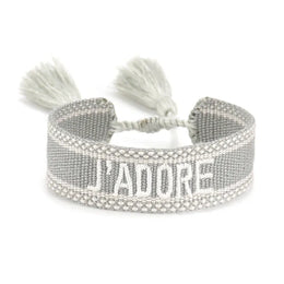 KissICON 79ja Rhinestone Embroidery Woven Bracelets Adjustable Rope Stackable Bangle For Women
