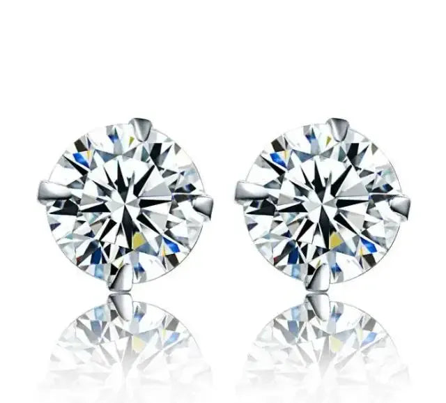 KissICON 7MM 100% Real 925 Sterling Silver Jewelry Women Fashion Cute Tiny Clear Crystal CZ Stud Earrings Gift for Girls Teens Lady